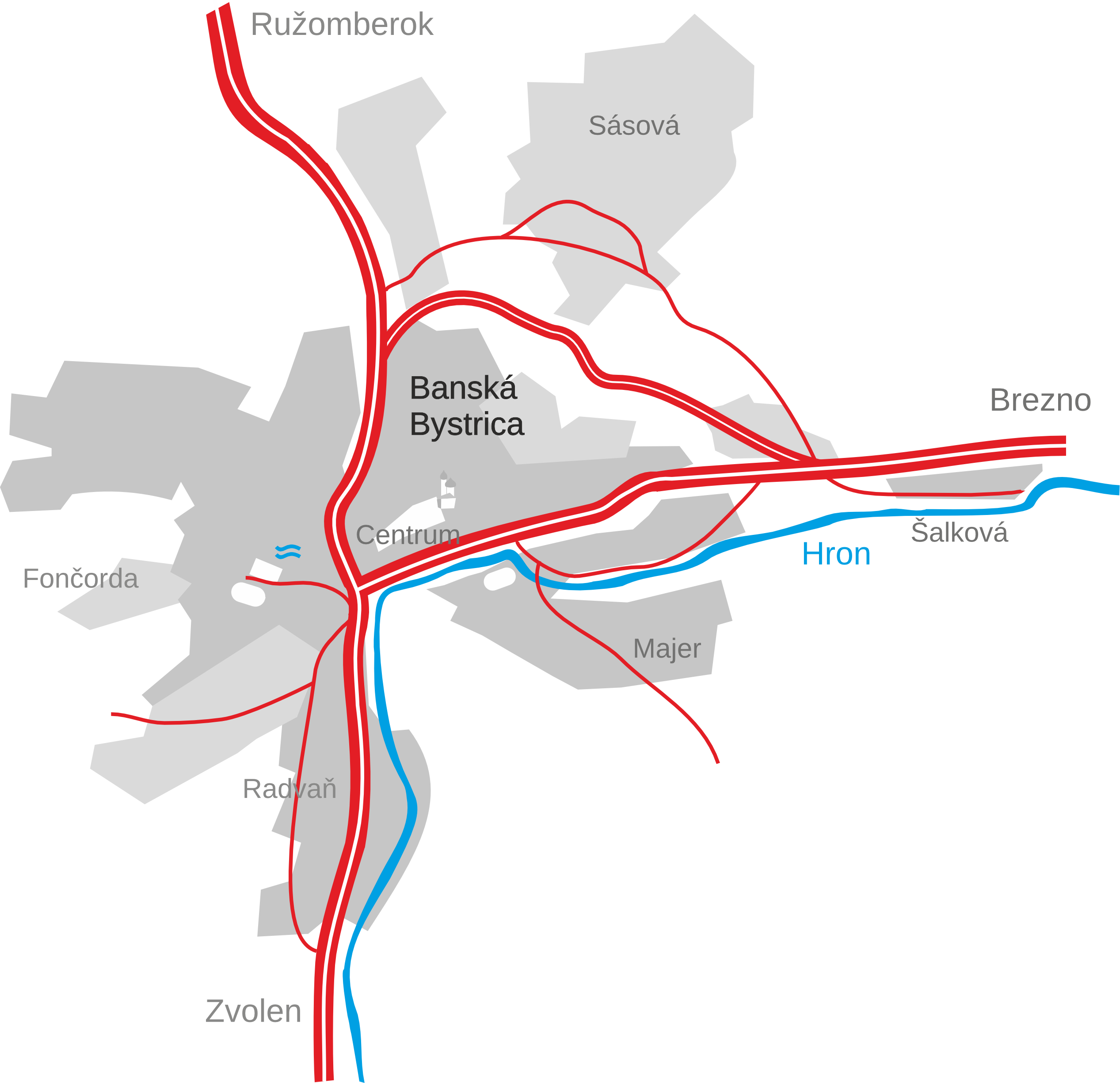 Mapa pôsobenia MBB v Banskej Bystrici